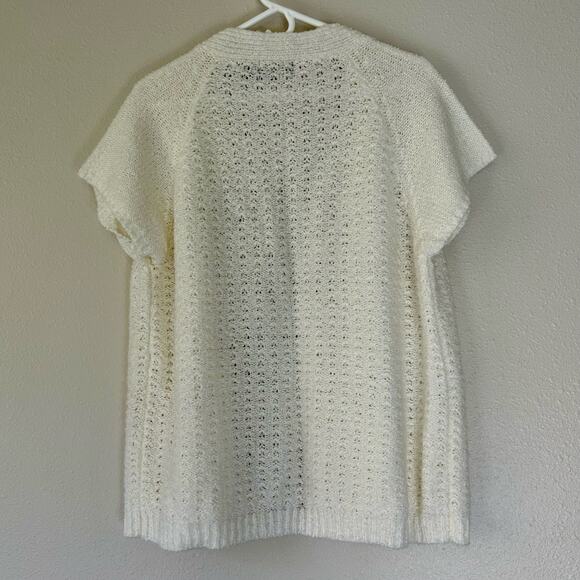 Vintage Bonnie Lee short sleeve open knit cardigan sweater 60s 70s cottagecore M - Picture 8 of 13